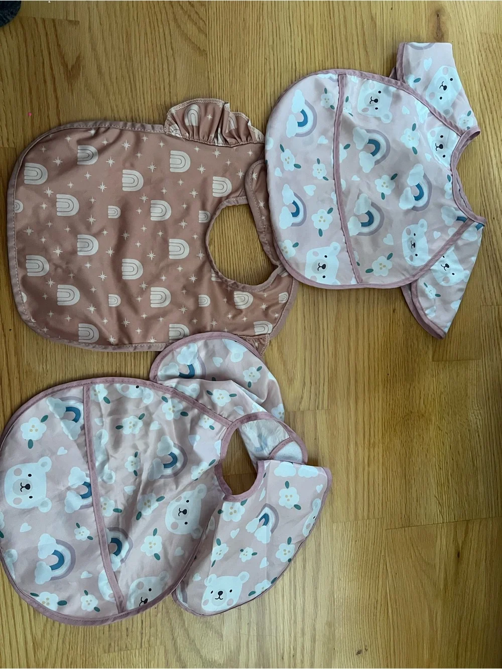 Pink Kids Waterproof Long-Sleeve Bibs and Bib Set